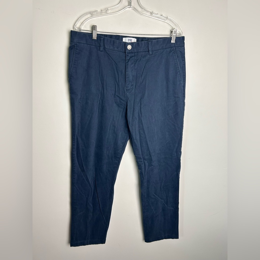 Spoke London Build C Men’s Sz 36 Navy Blue Cotton Chino Pants Casual Minimalist